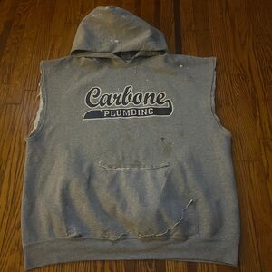 Jerzees Distressed Workwear Thrashed Plumbing Sleeveless Hoodie Gray XL Grunge